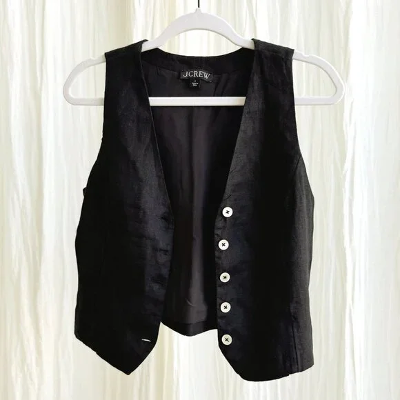 J.Crew Linen Button Down Vest - Size 4 - Picture 3 of 4